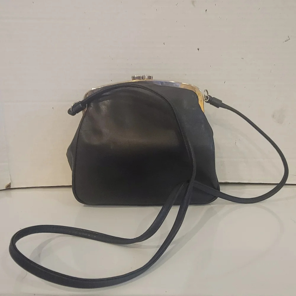 GIANI BERNINI BLACK LEATHER SMALL‎ CROSSBODY HANDBAG
